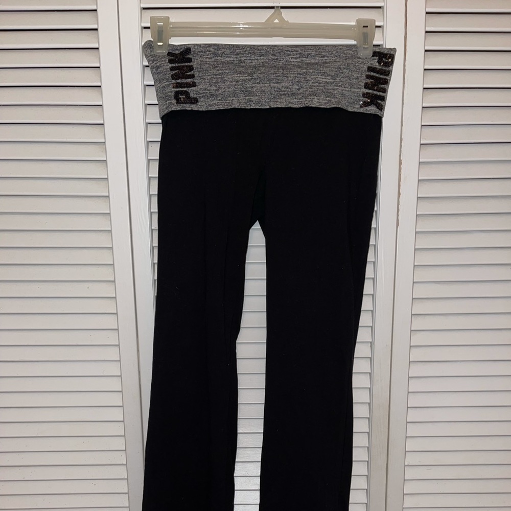 Black yoga pants with a flare from Pink